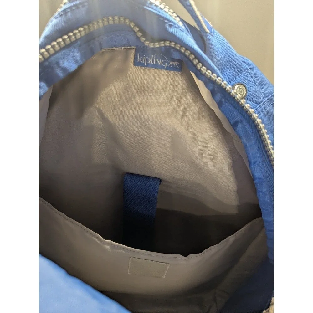 Kipling Laptop Backpack Unisex Large Blue Good Crinkled Nylon Tech Bag